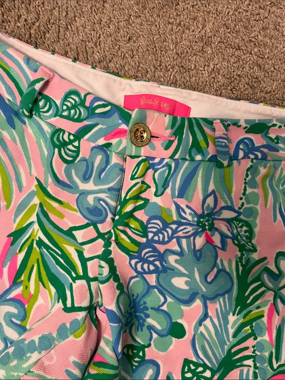 Lilly Pulitzer Pink Tropical Print Bermuda Shorts 00 - Picture 2 of 5